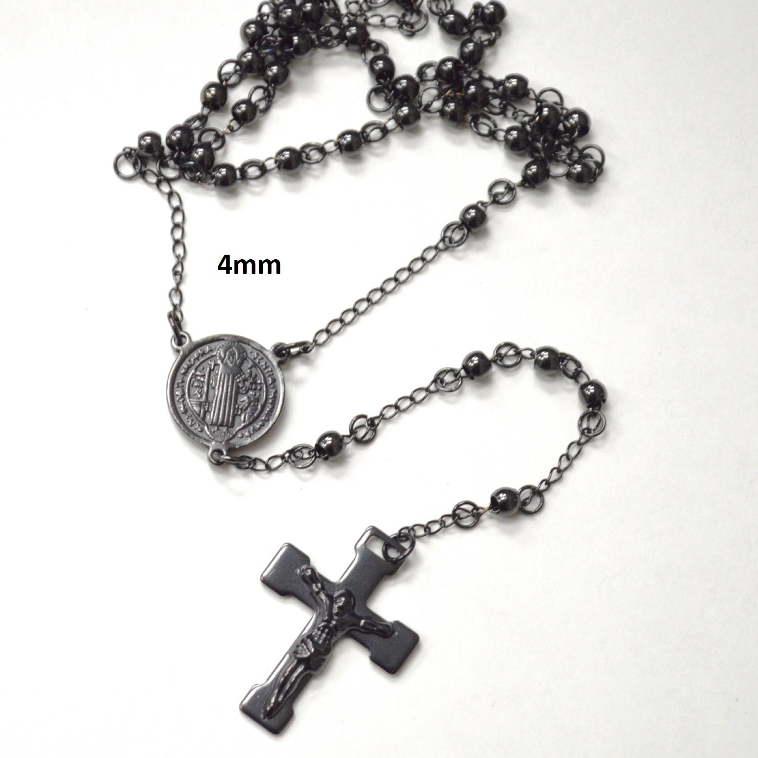 4mm Black Plated Rosary 87-34B-4