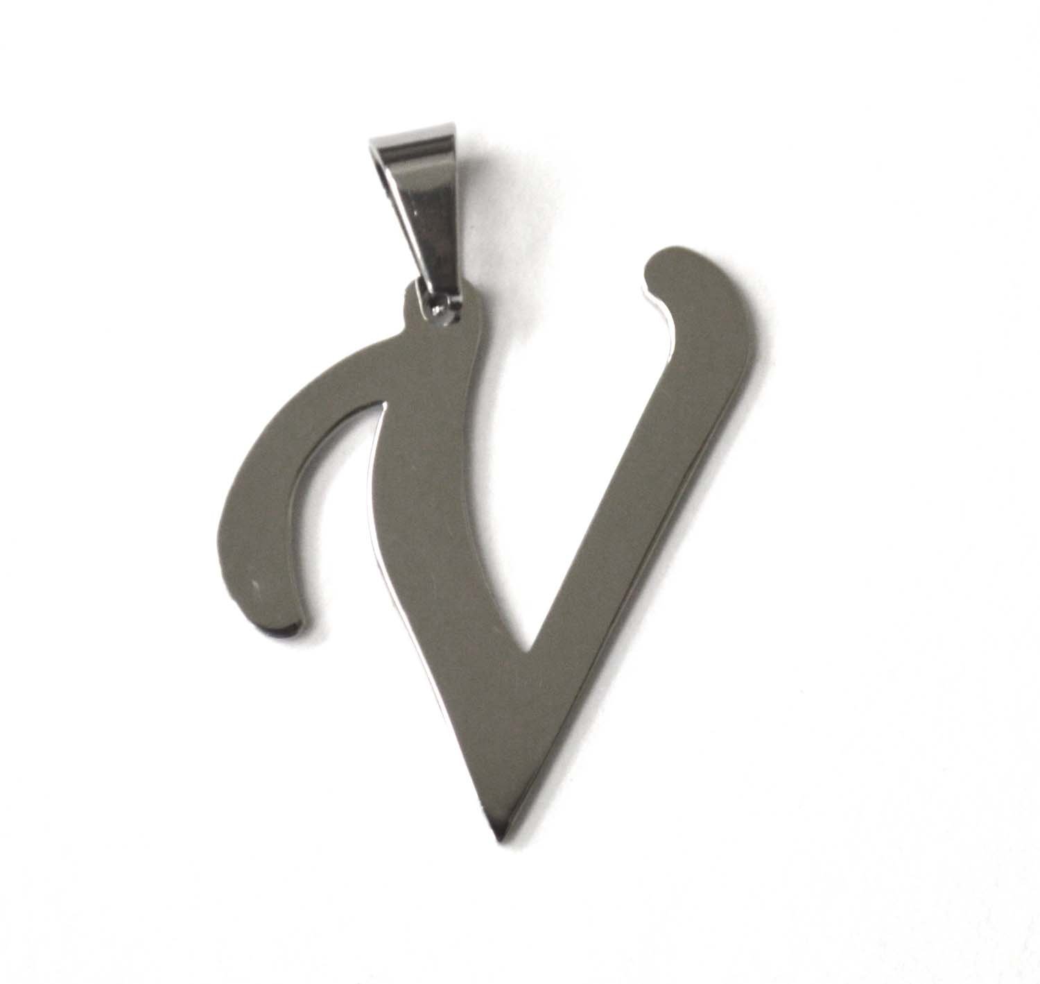 V Initial Pendant Stainless Steel 86-695S-V