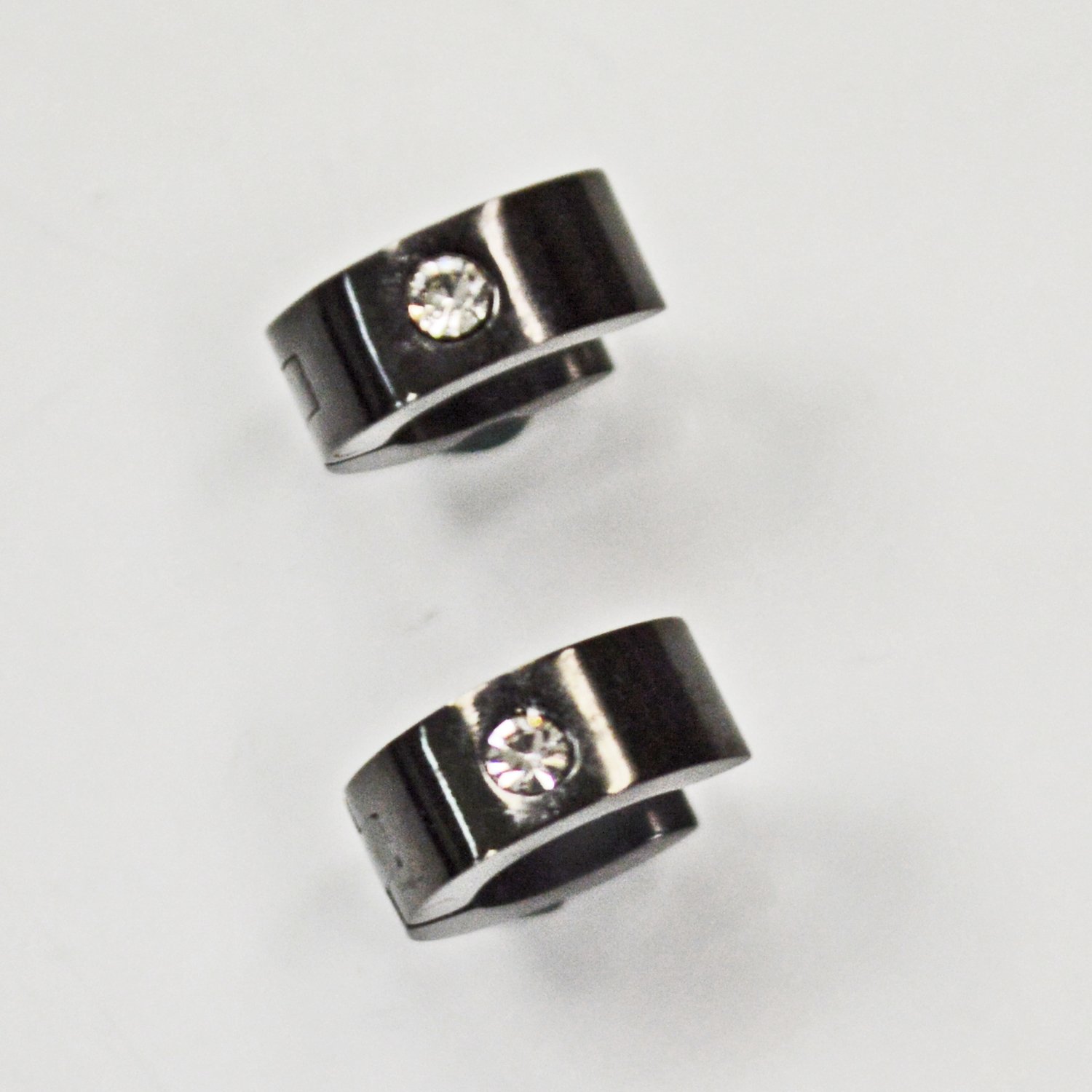 BLACK HUGGIE W/CRYSTAL EARRINGS