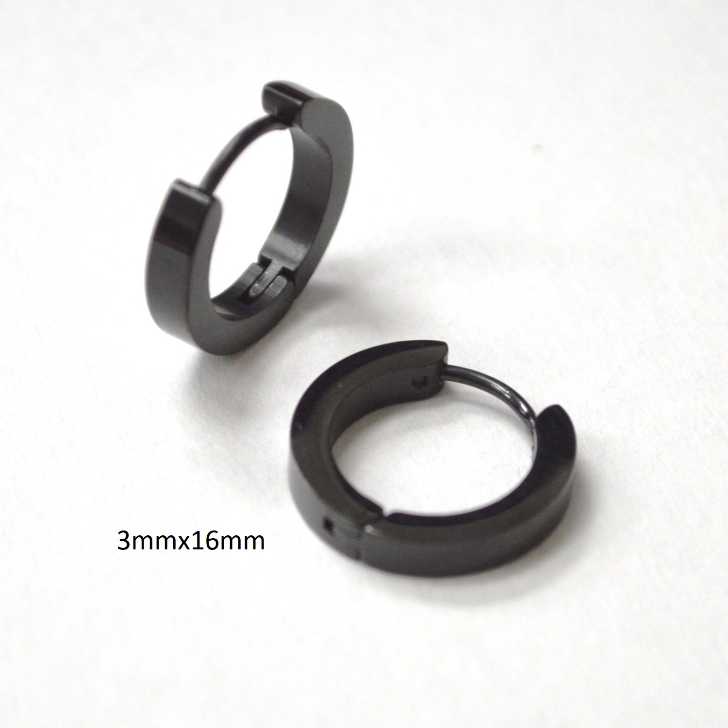 3mm Flat Black Plated Huggies 83-920B