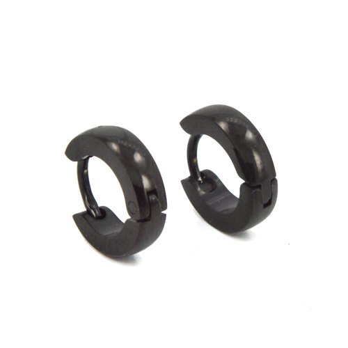 Black Plated Huggies Earrings 83-584B