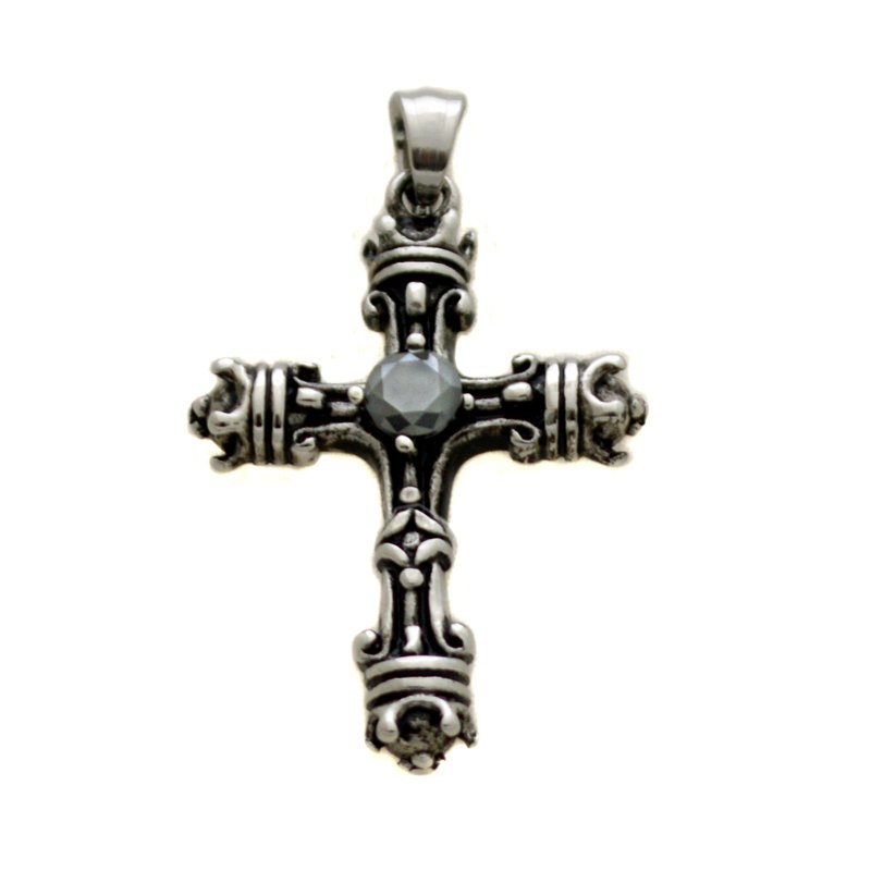 CROSS with Black Stone Pendant 86-1755BK