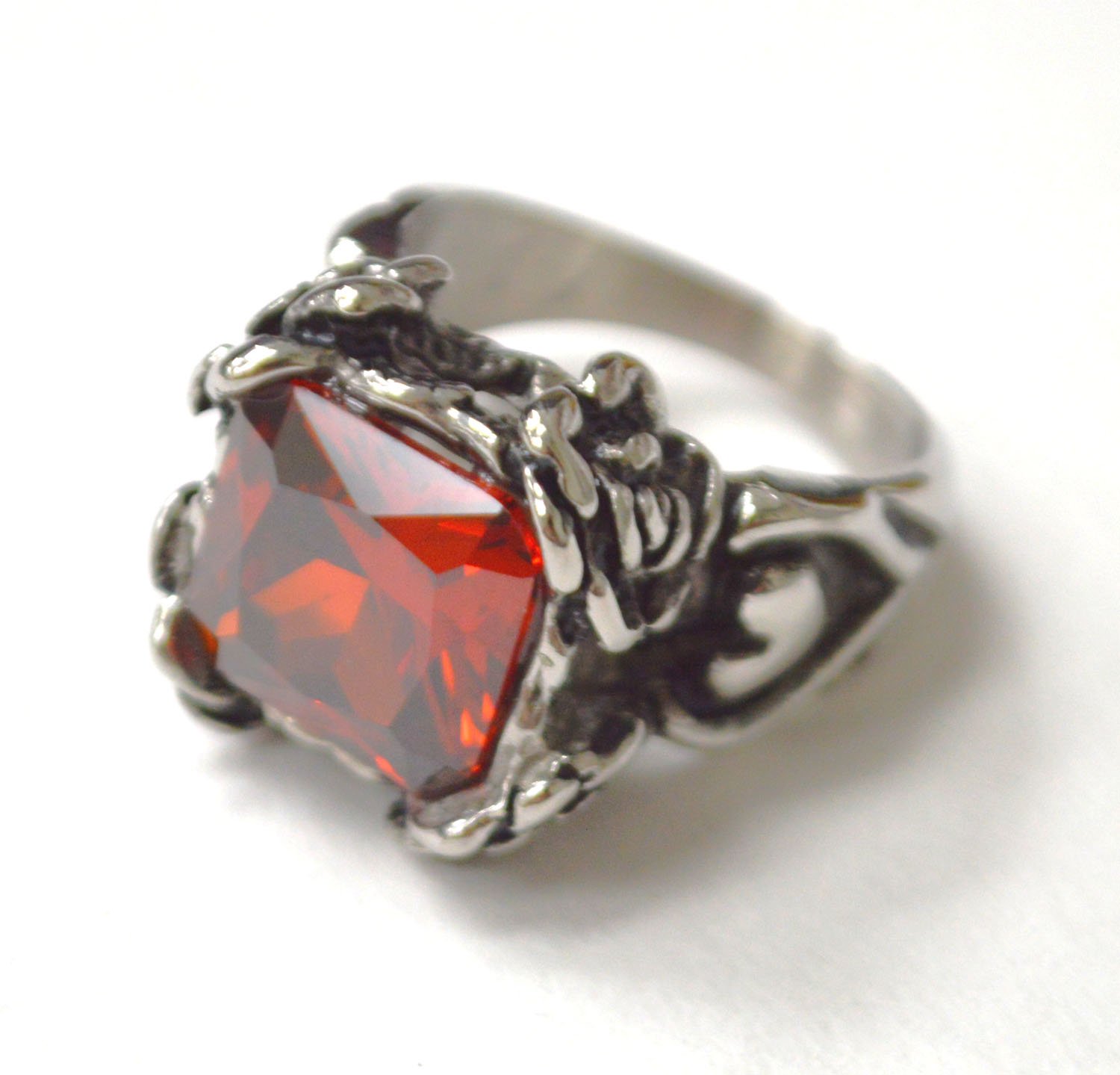 Red Stone Stainless Steel Ring 81-1612-Red