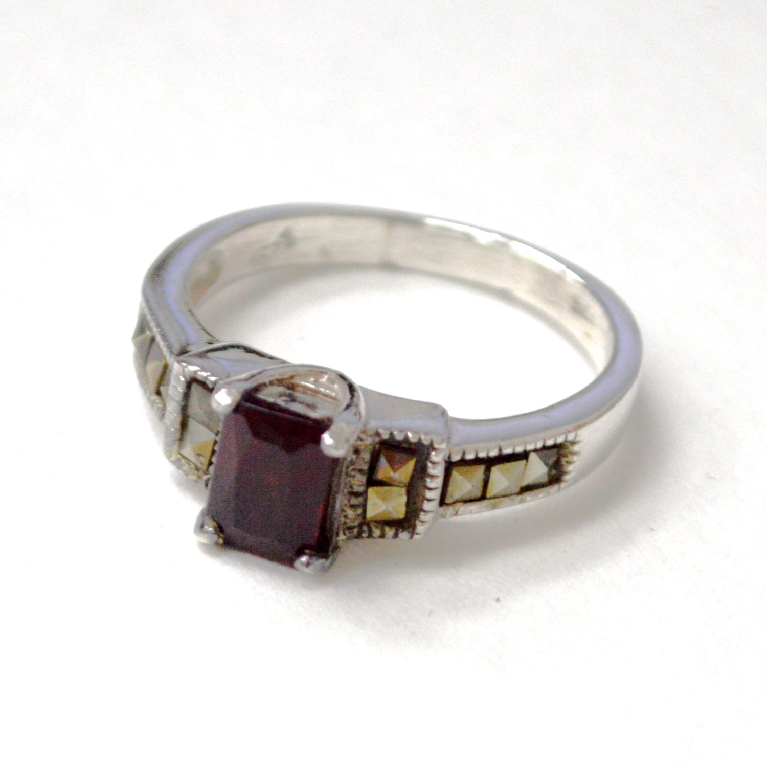 Marcasite Stone Sterling Silver Ring 51-3129