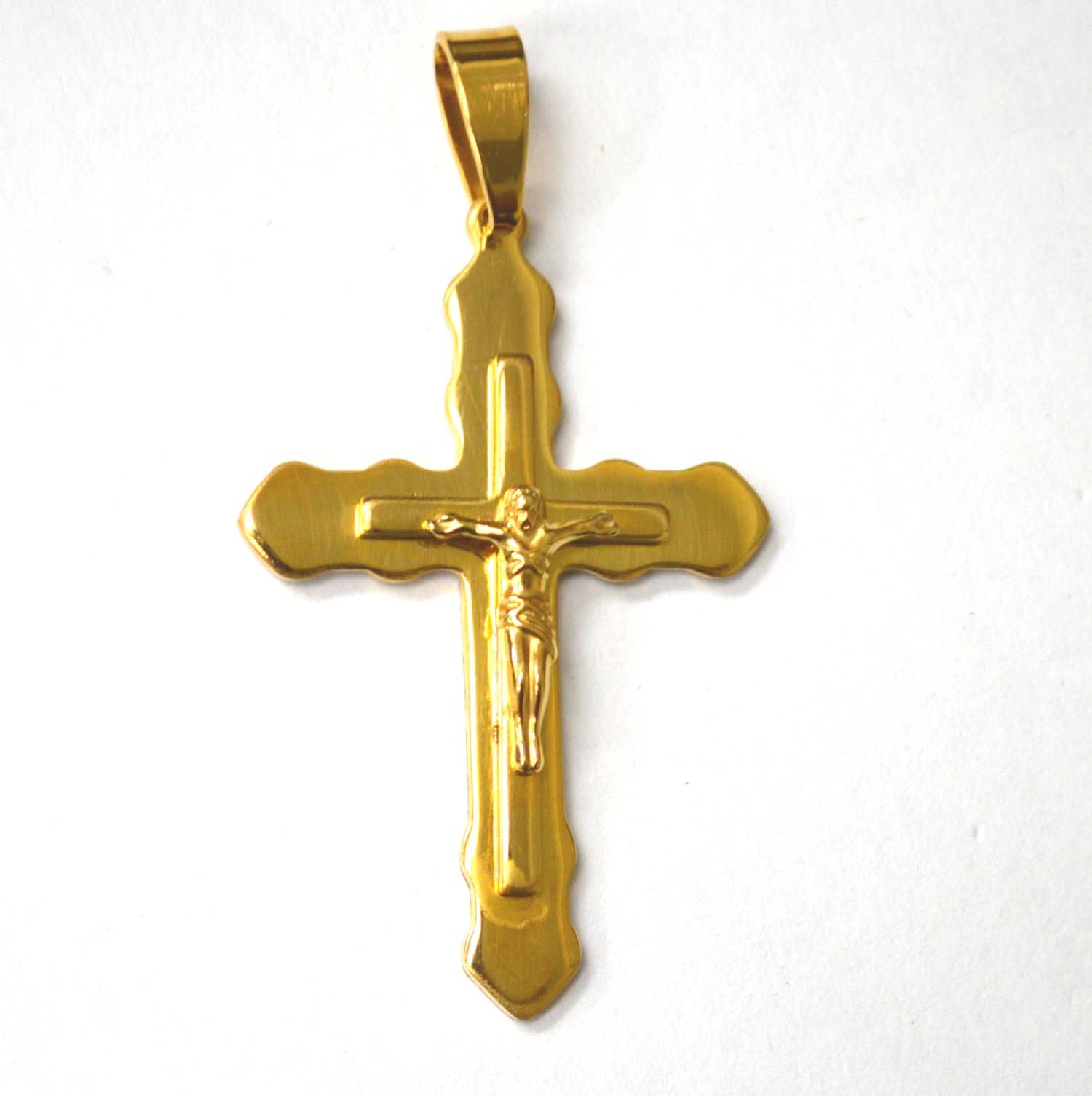 Crucifix Cross Gold IP Plated Pendant 86-2538G