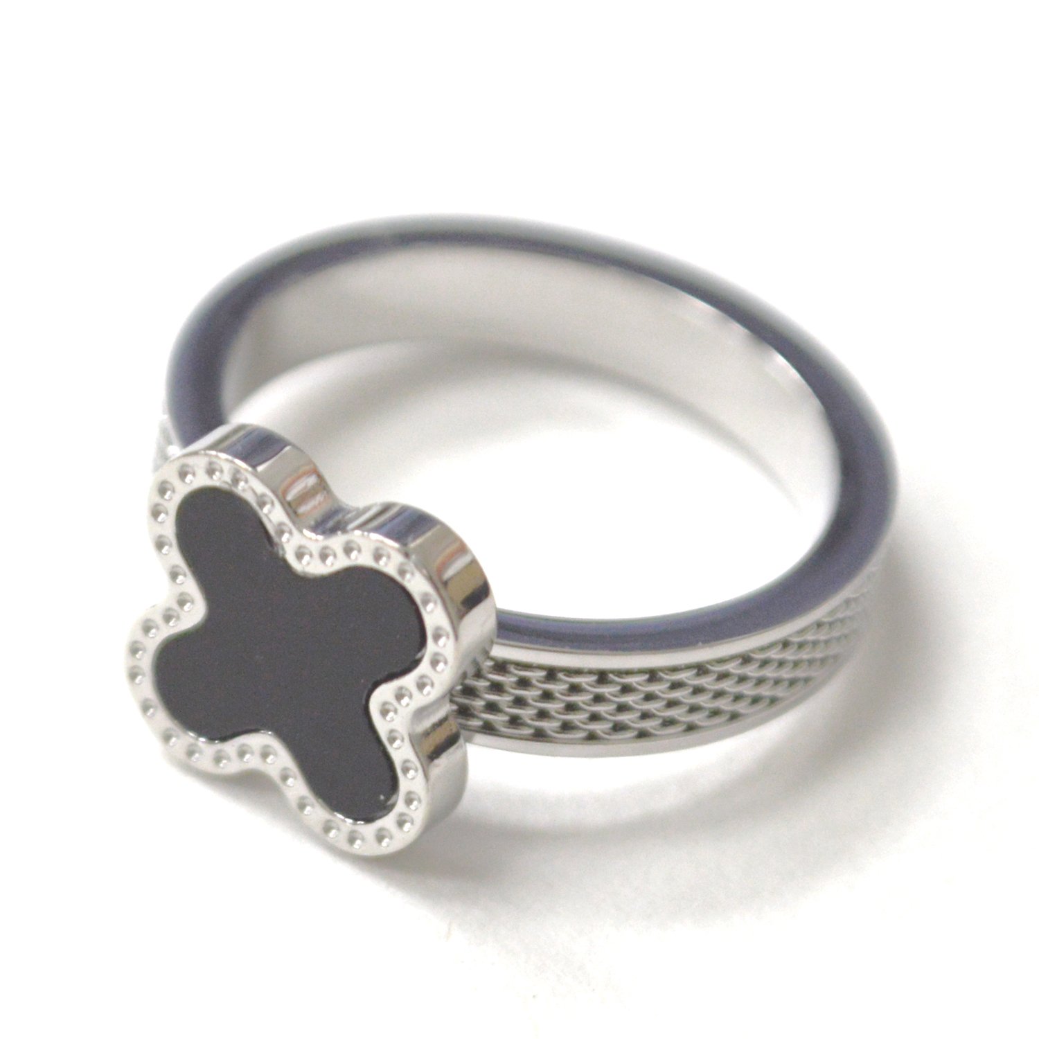 Clover Stainless Steel Ring 81-1754S-Black