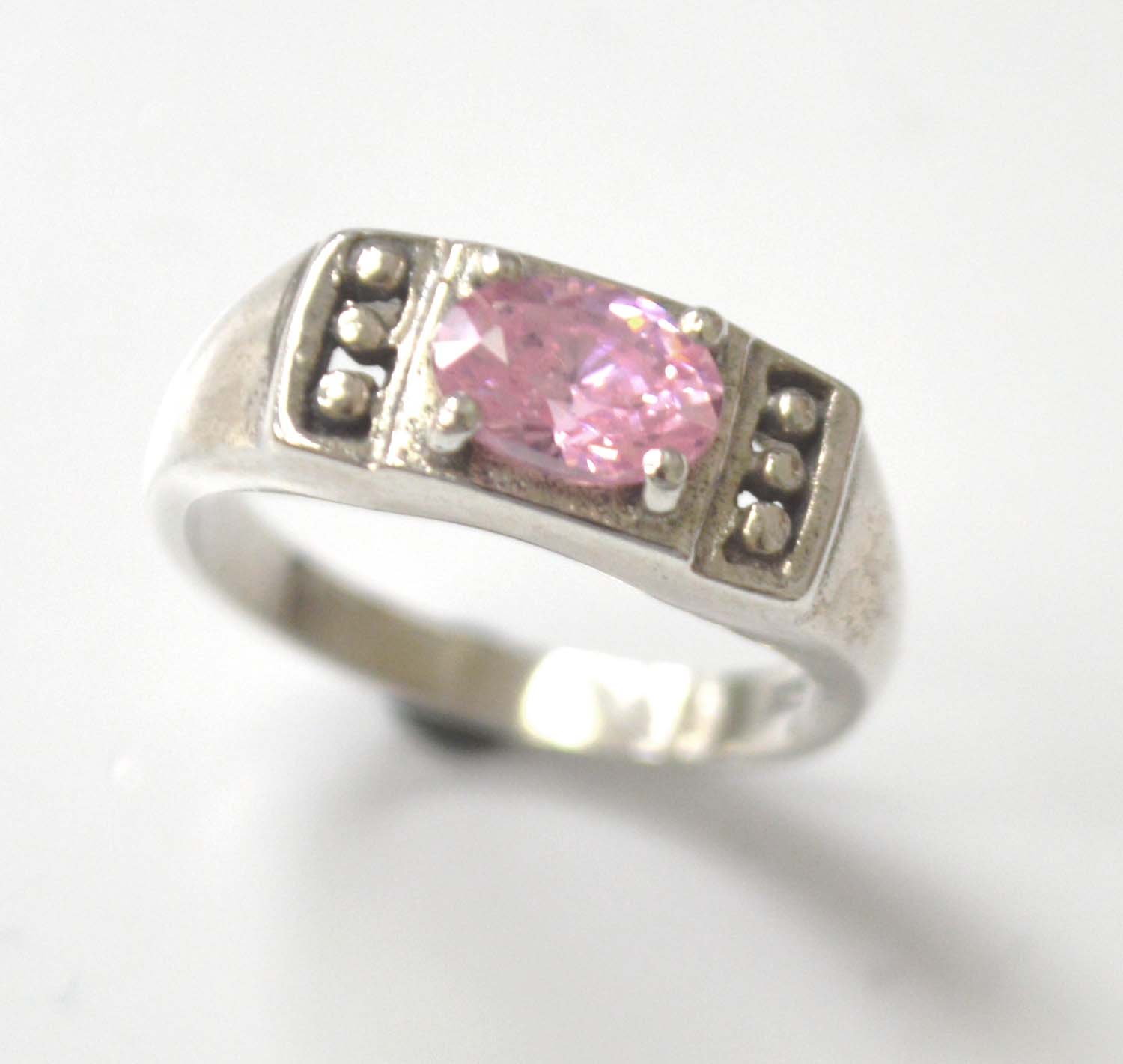 Pink Stone Ring Sterling Silver 51-2098 Pink