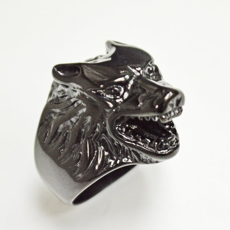 WOLF BLACK PLATED RING  81-455B