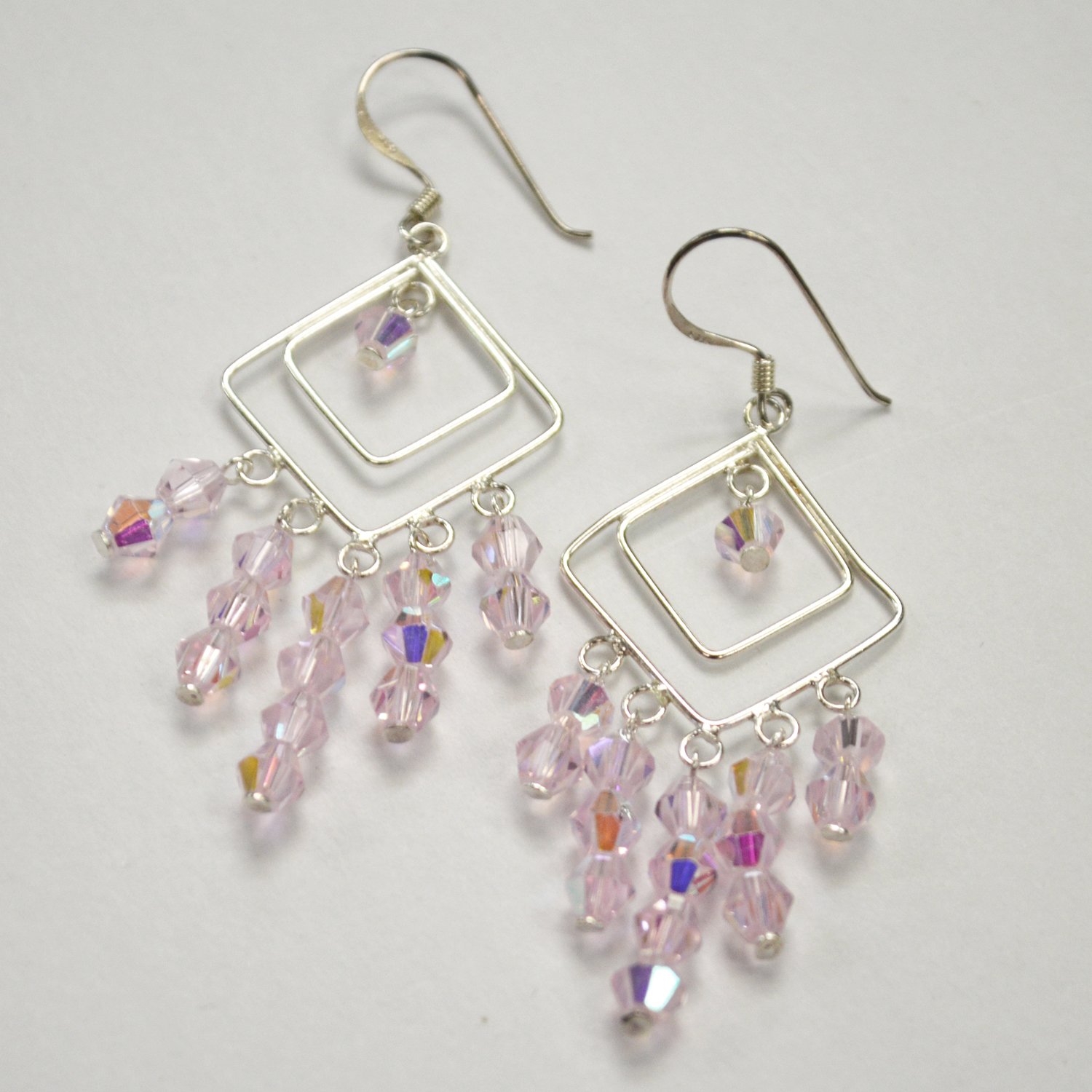 Crystal Stones Sterling Silver Earrings 53-4081