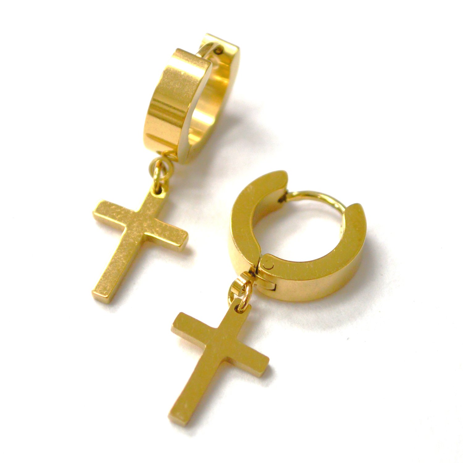 Dangling Cross Huggies Gold Plated 83-626G-11
