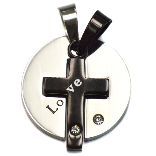 Cross Black Plate Stainless Steel Pendant 86-1217B