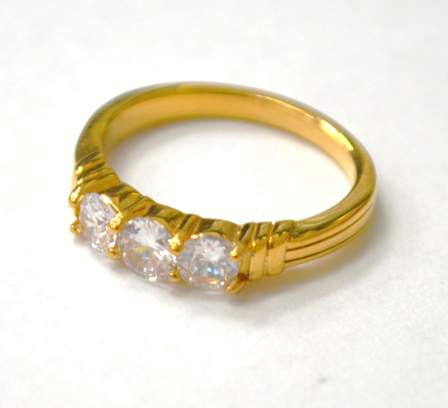 3 CZ Stones Gold IP Plated Ring 81-1604G