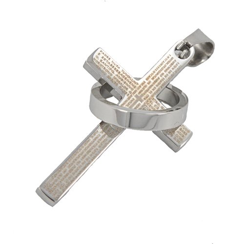 Padre Nuestro Cross with Eternity Band Pendant Stainless Steel (21x36mm)