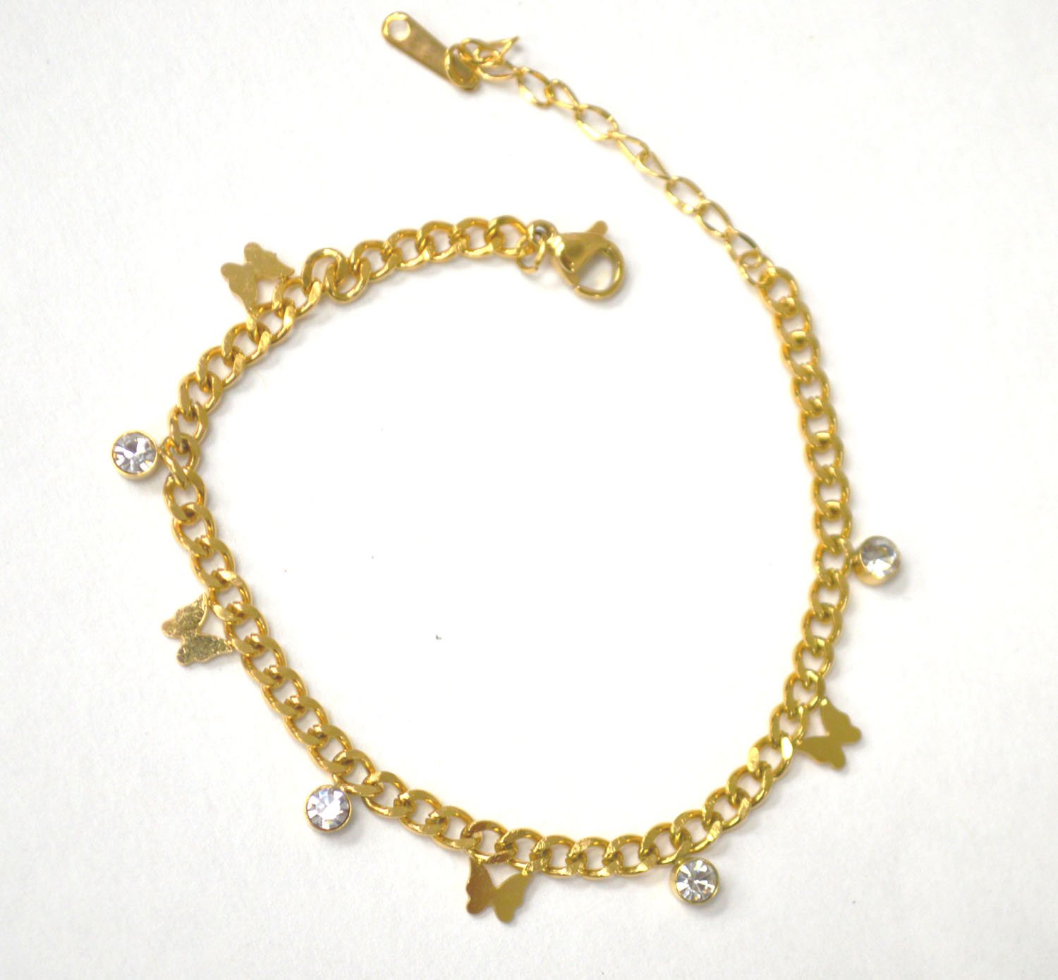 Butterfly CZ stone Gold IP Plated Bracelet 84-1901G