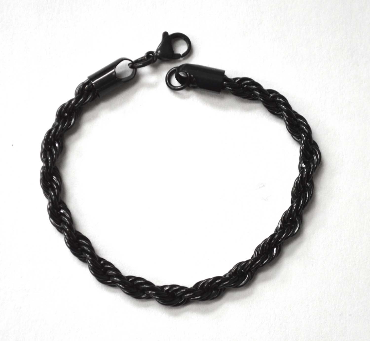 6mm BLACK PLATED  ROPE BRACELET 84-143B-6