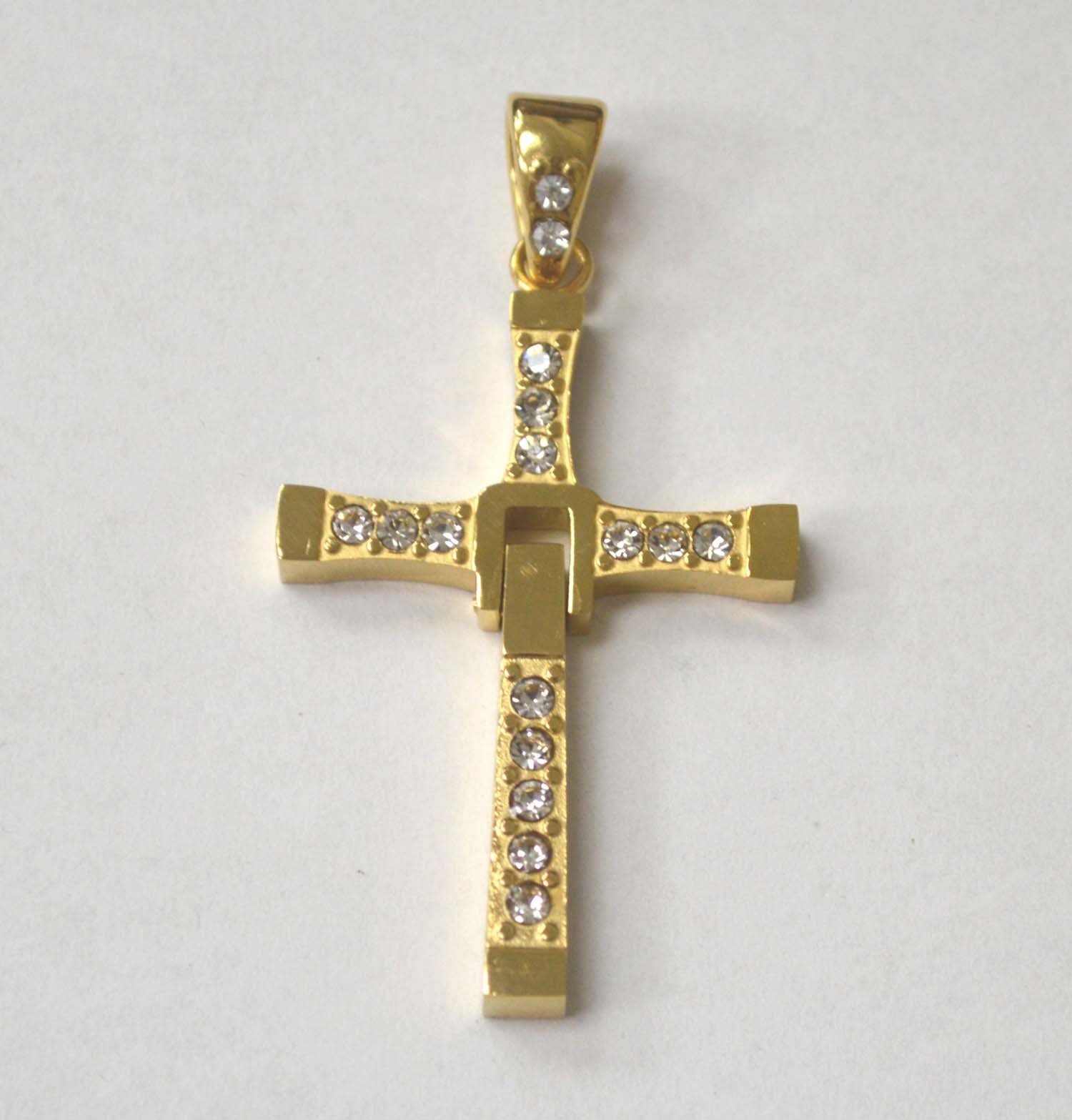 Cross with Stones Movable Gold Plated Pendant 86-2403G-Sm