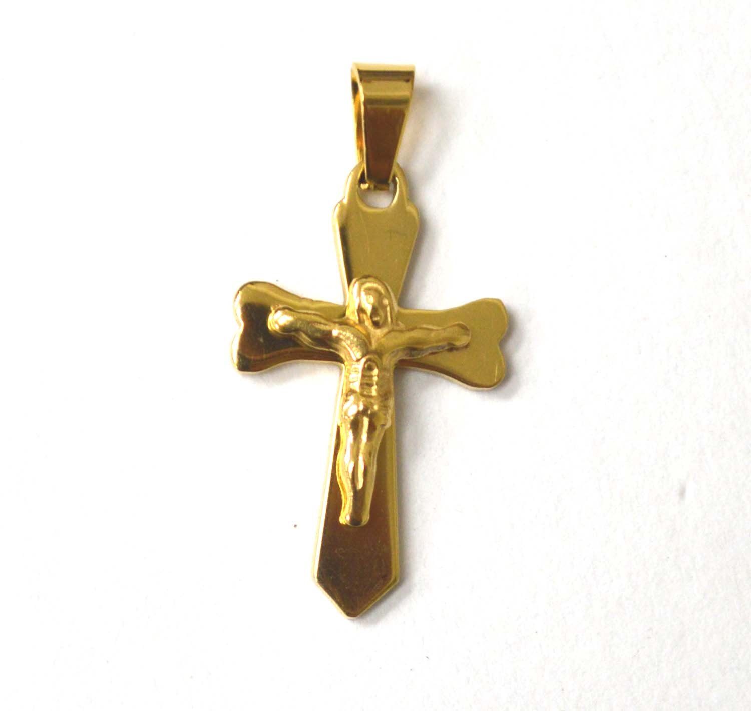 Crucifix Cross Gold IP Plated Pendant 86-2526G