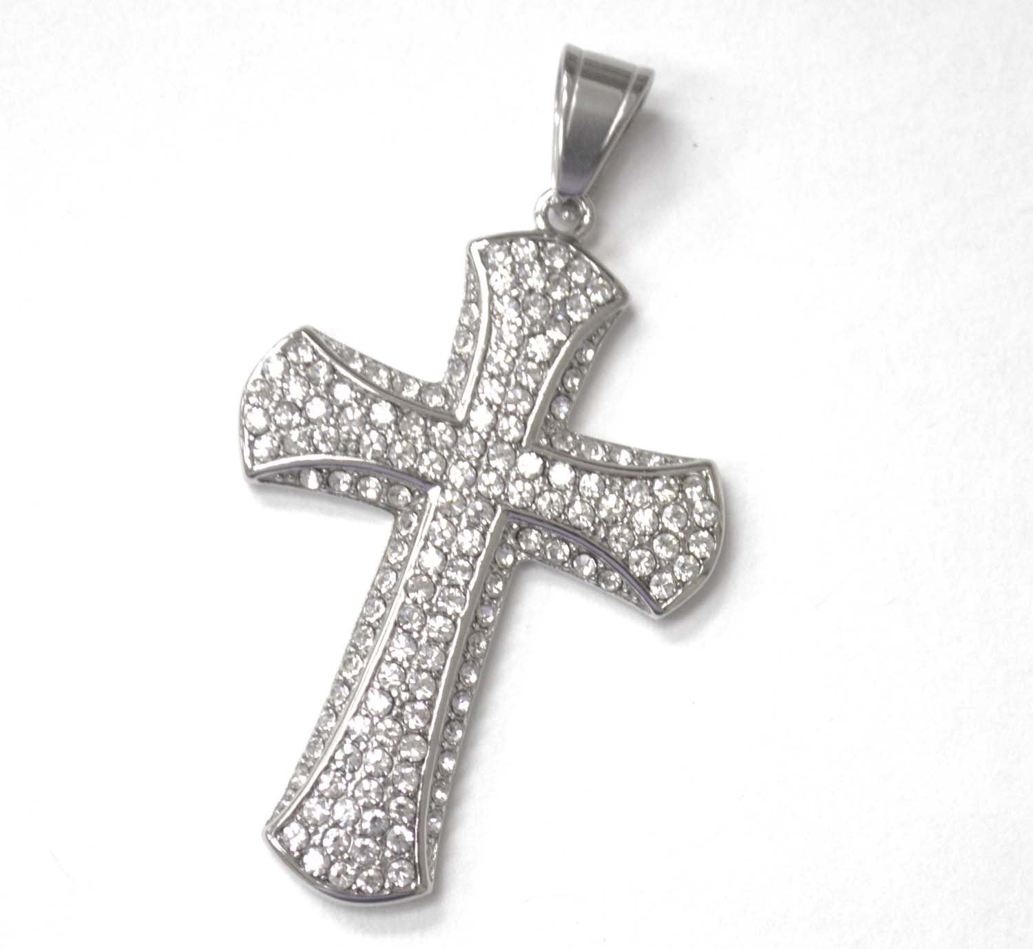 Cross with Stones Stainless Steel Pendant 86-2573S
