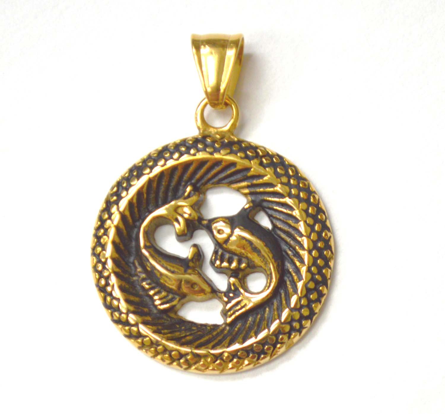 Zodiac Sign Gold Plated Pendant 86-2411G Pisces