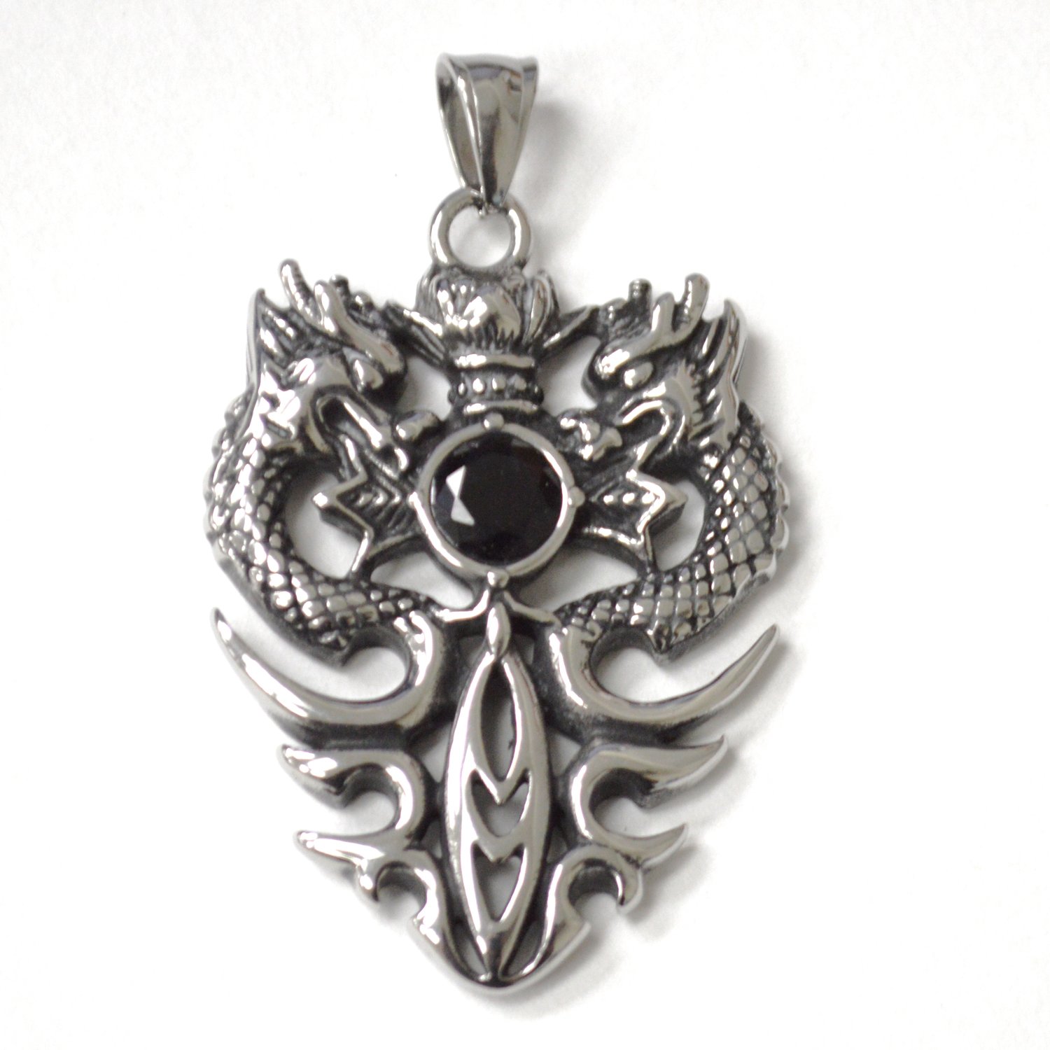 2 Dragon Sword with Black Stone Pendant 86-1310 Black