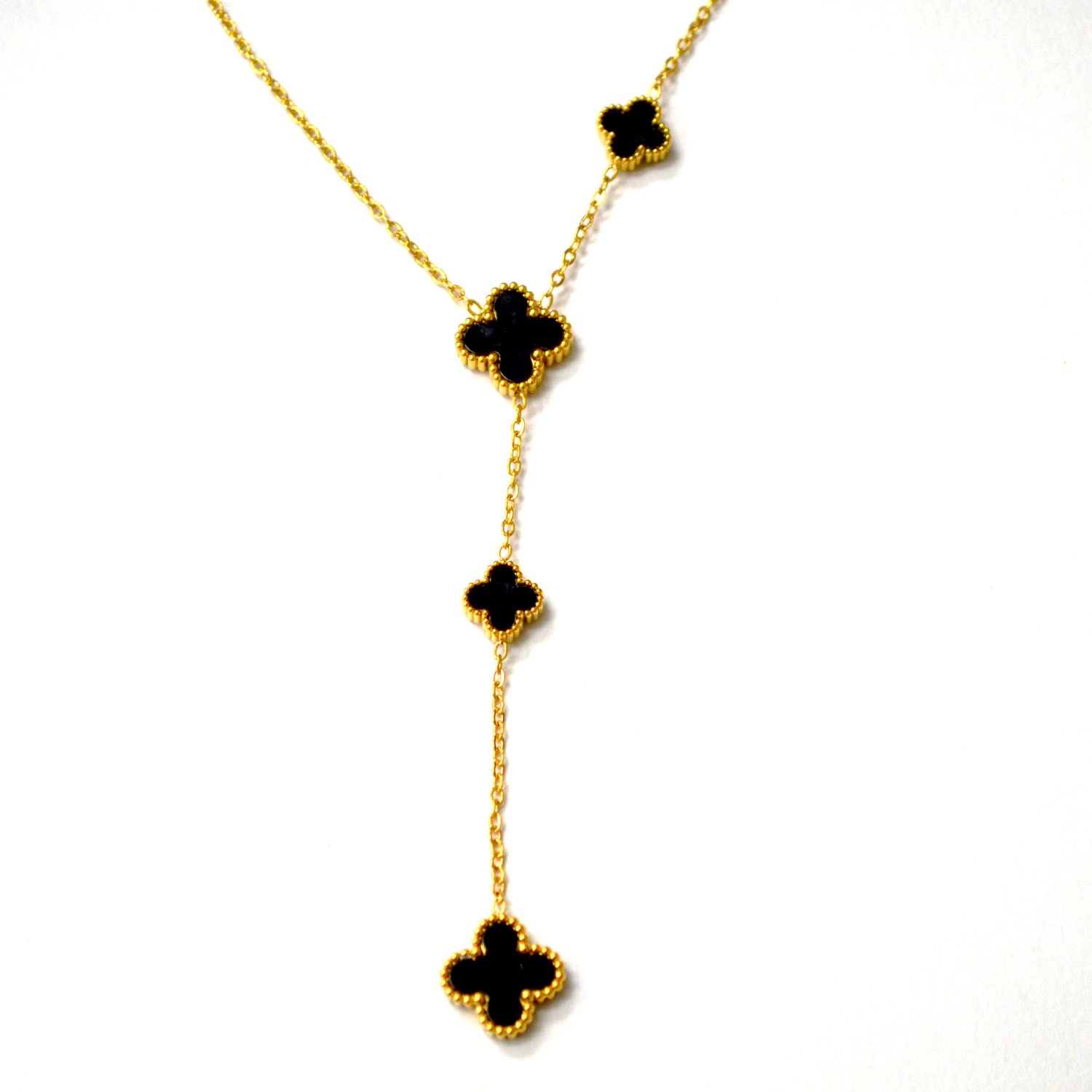 Designer's Inspired Gold IP Plated Necklace 85-301G Black