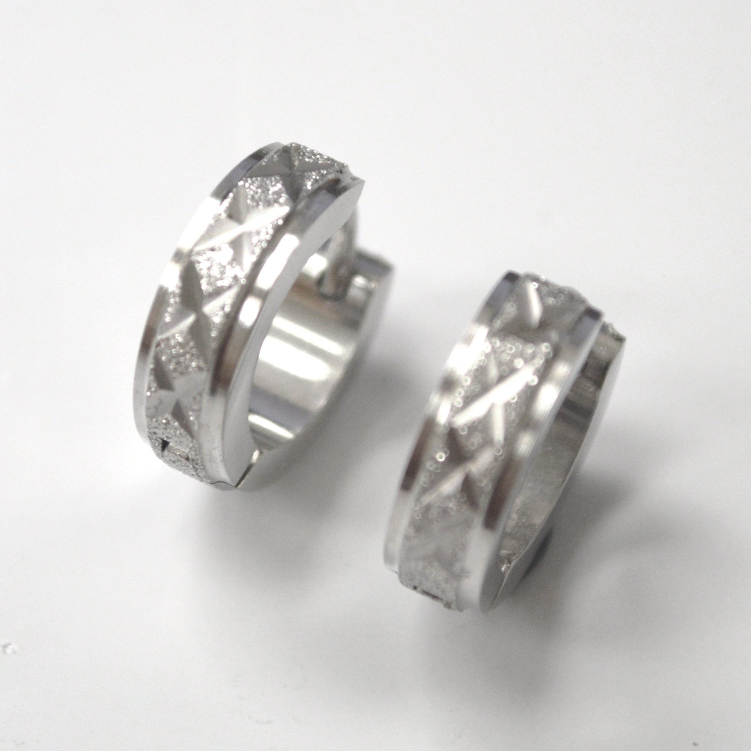 Glitter Stainless Steel Huggies Earring 83-1000