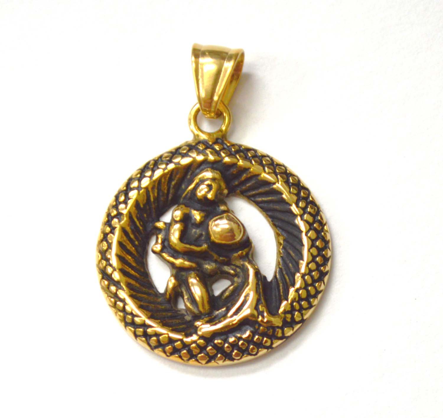 Zodiac Sign Gold Plated Pendant 86-2411G Aquarius