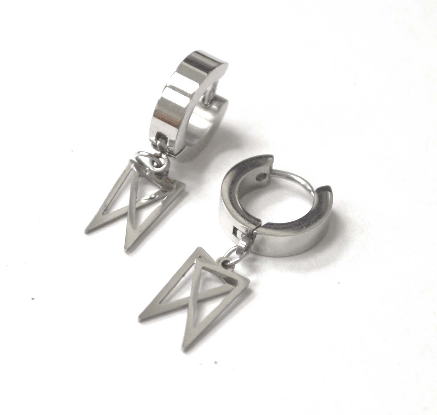 Dangling Stainless Steel Huggies Earring 83-885S