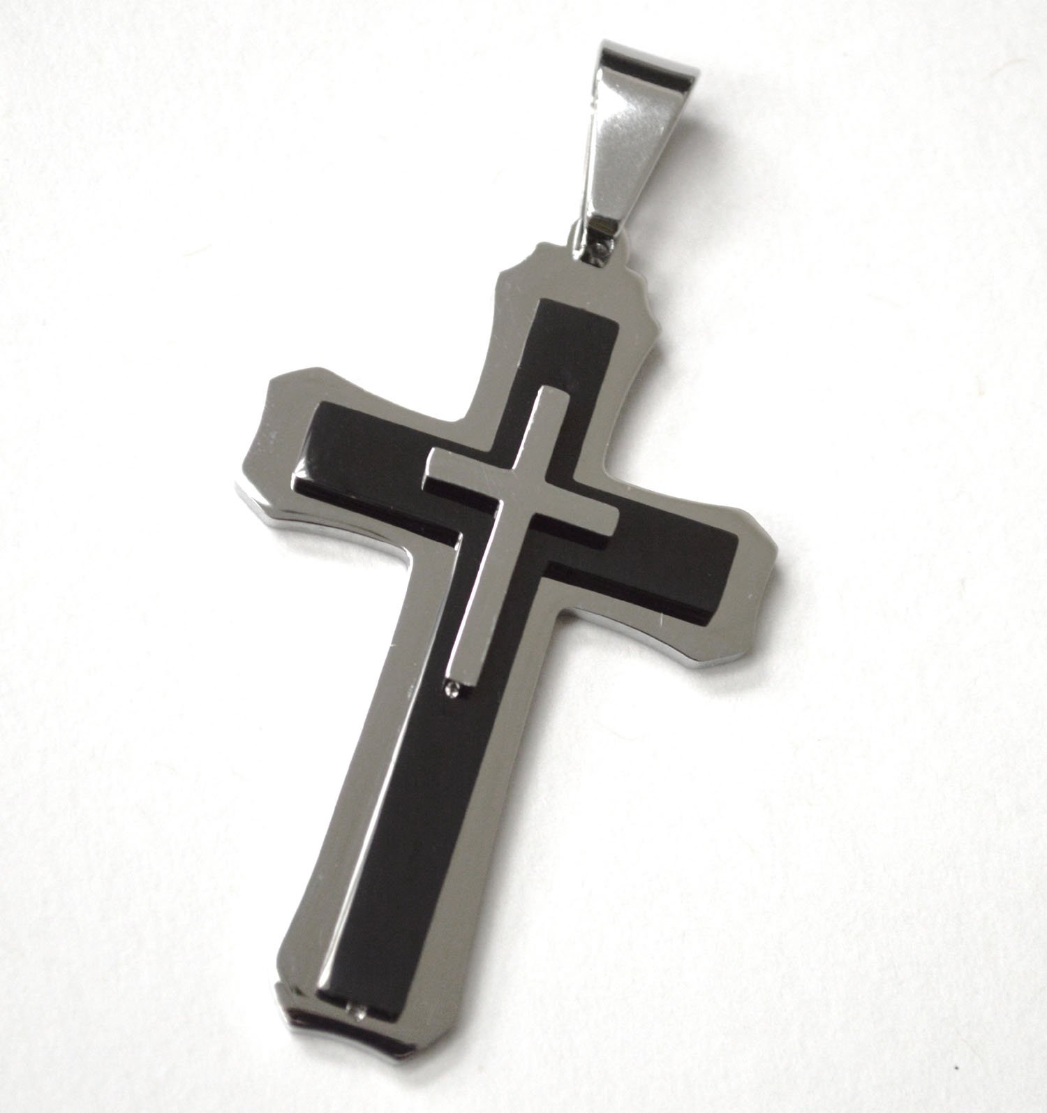 Cross 2 Tone Black Pendant   86-1364-2TB