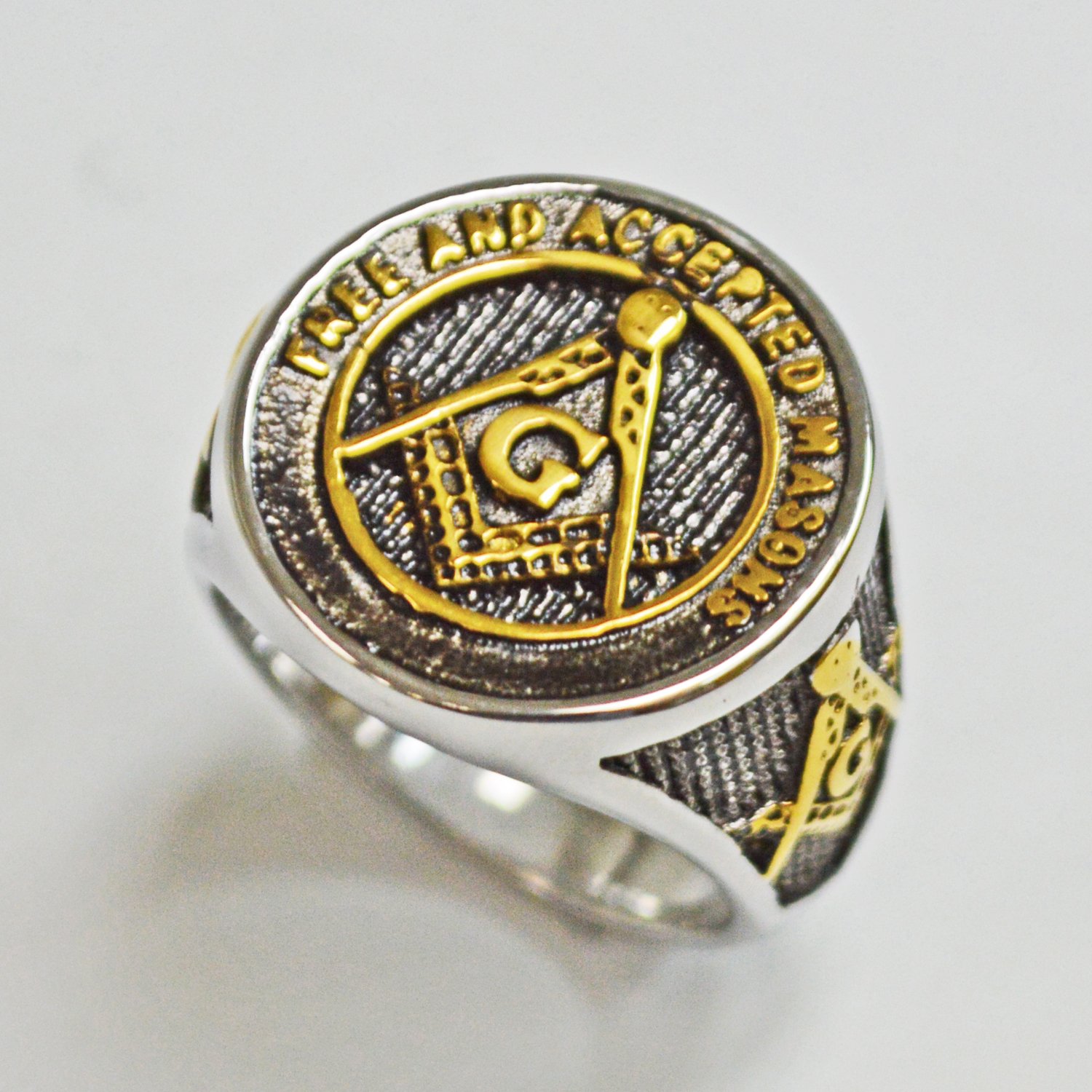 2 TONE GOLD MASONIC RING  81-1317-2T
