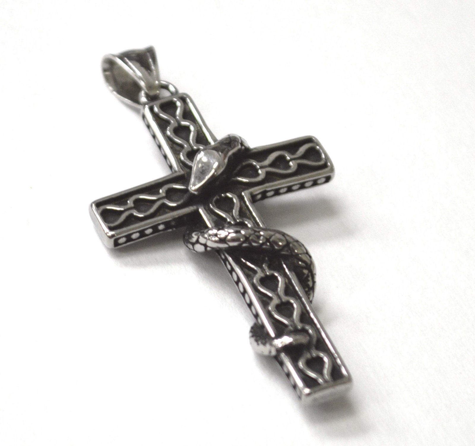 Cross with Snake Around Pendant 86-2474