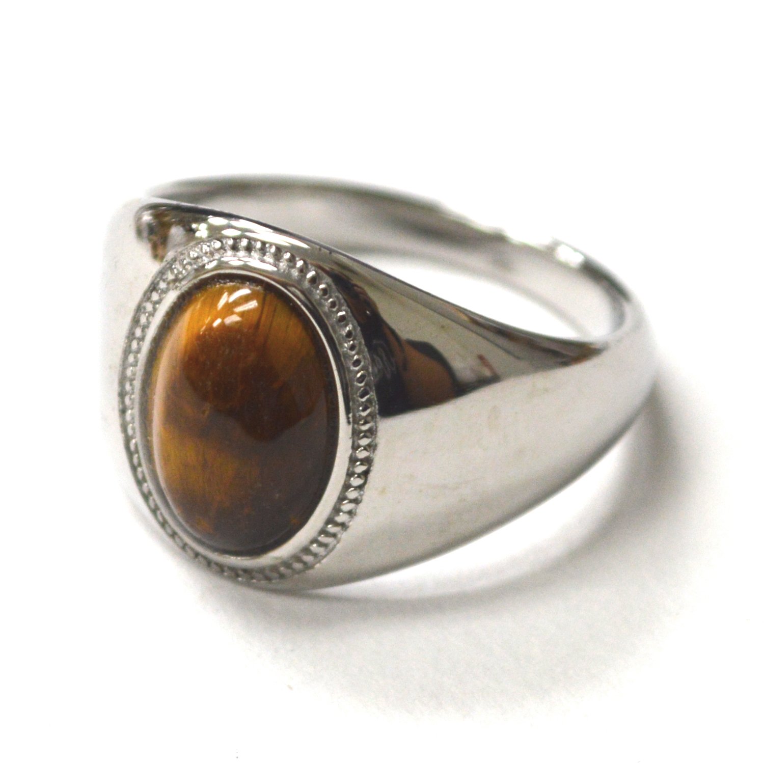 Tiger Eye Stone Stainless Steel Ring 81-1690S-TE