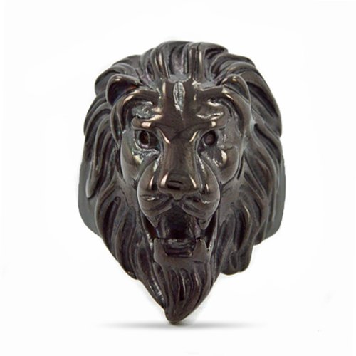 Lion Head Black Plated Ring 81-639B