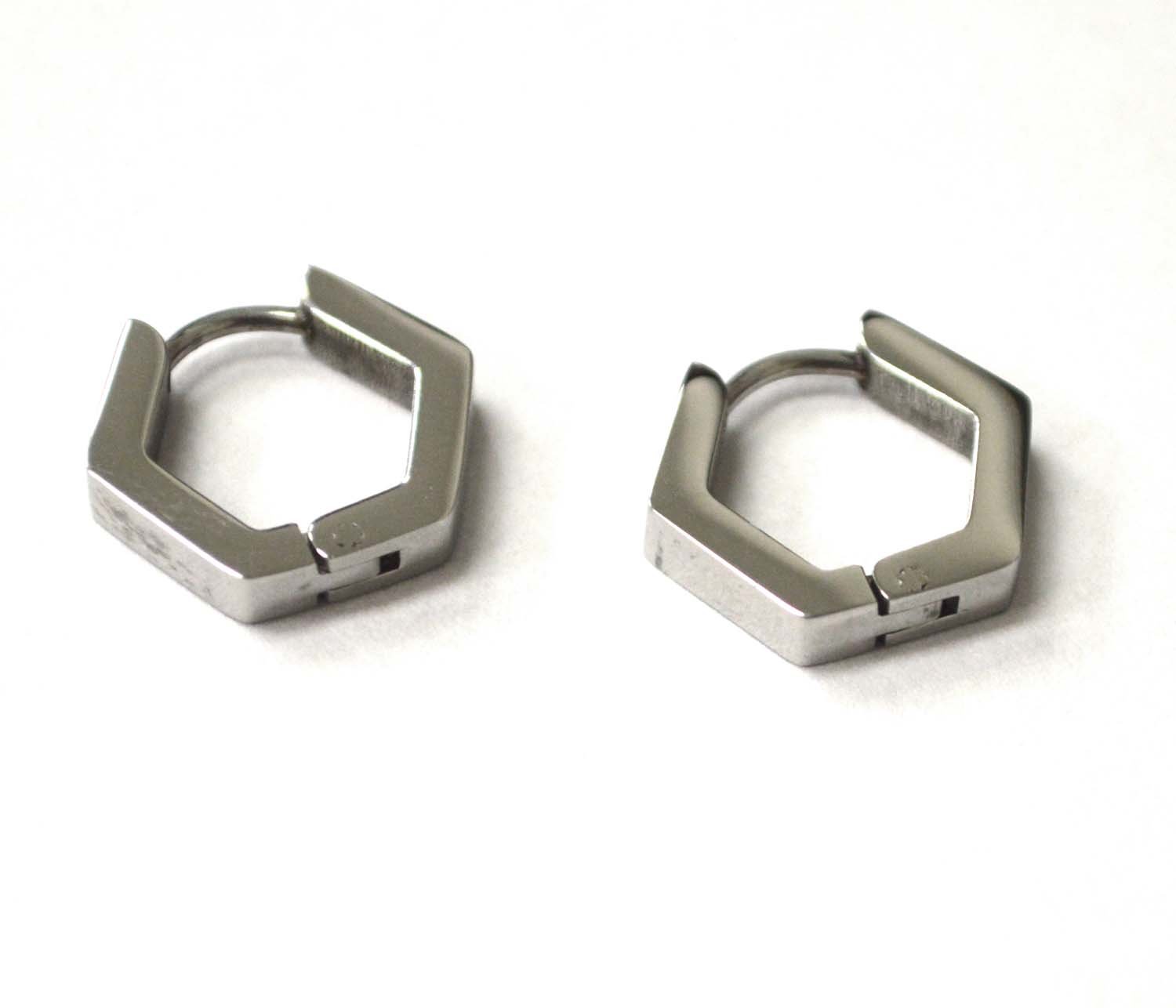 Octagon Shape Hoops Earrings Gold Plated  83-785S