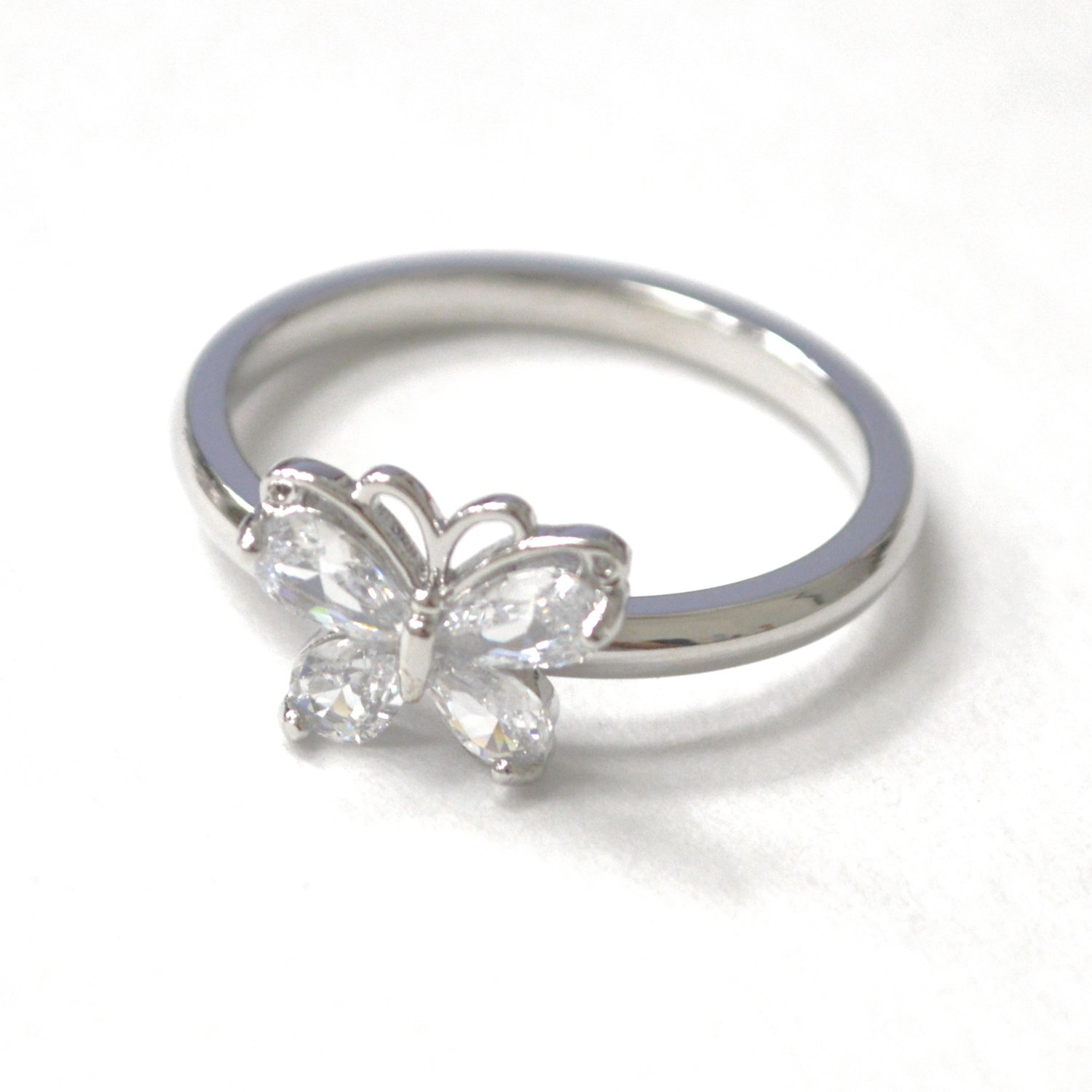 Butterfly Clear CZ Stainless Steel Ring 81-1766