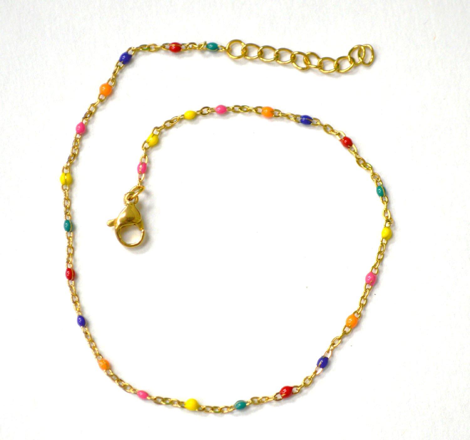 Beaded Gold IP Plated Anklet 82-256G Multi (5/Pkg)