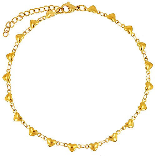 HORIZONTAL HEART Gold IP Plated Anklet 82-131G