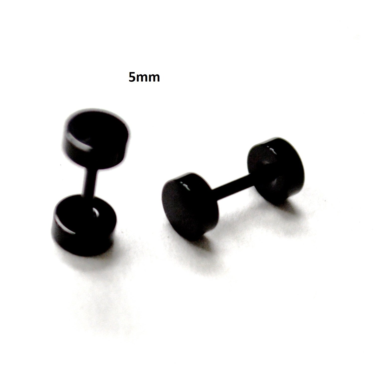 Screw Back Black Plated Stud Earrings 83-819B-5 (3 prs)