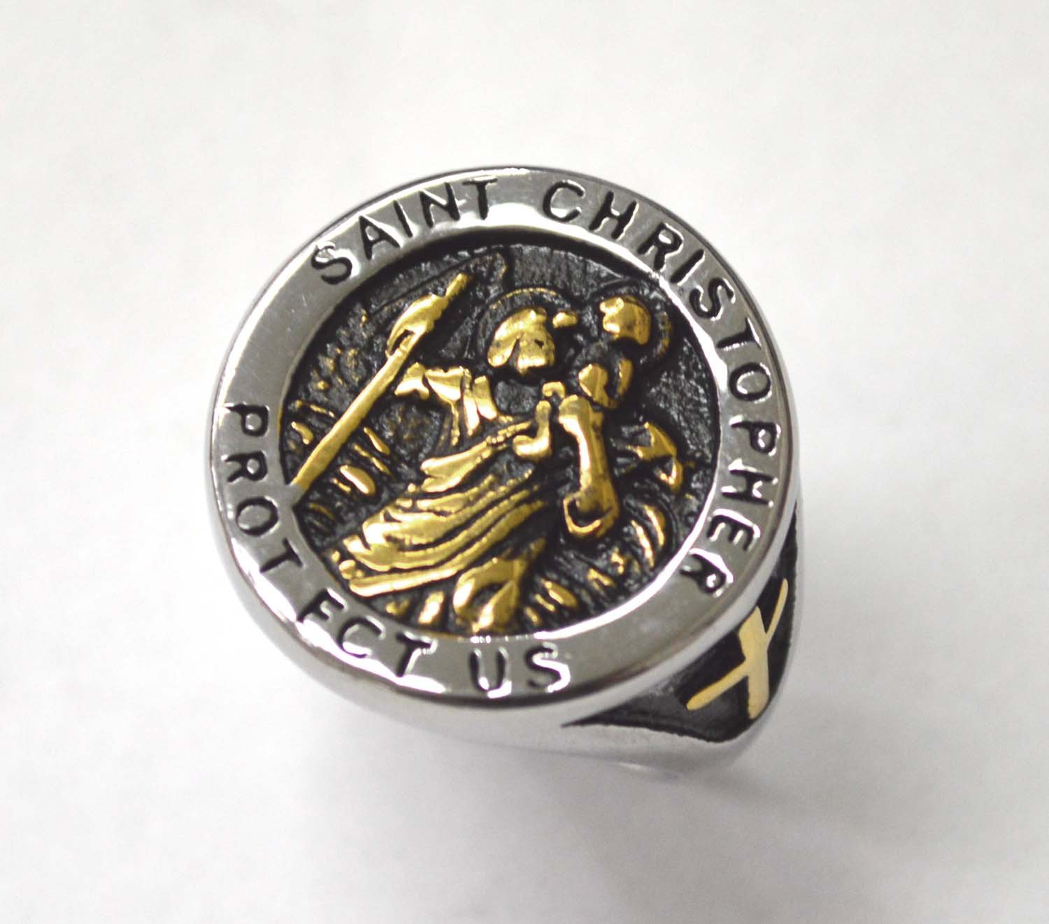 Saint Christopher 2 Tone Gold Ring 81-1480-2T
