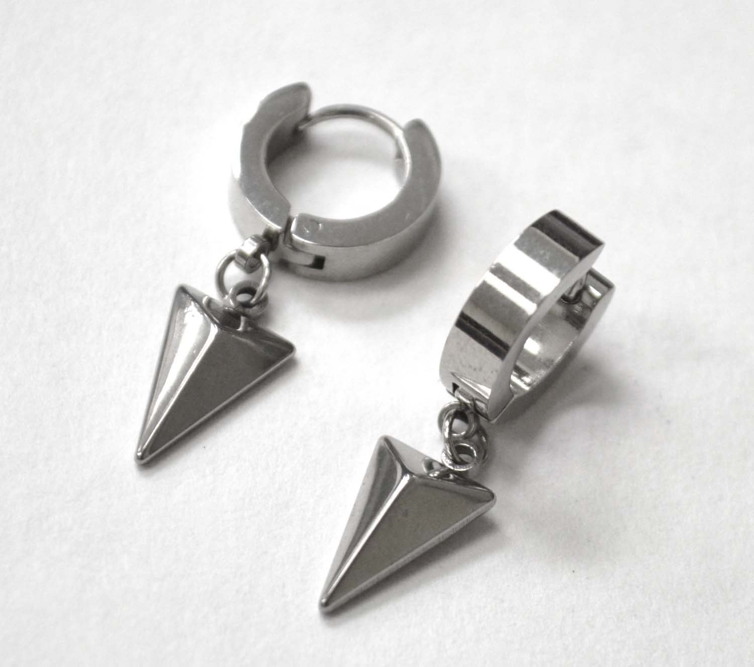 Spike Dangling Stainless Steel Huggies Earring 83-834