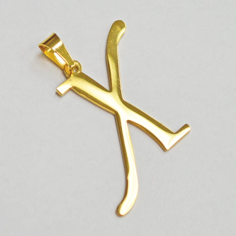 X Initial Gold IP Plated Pendant