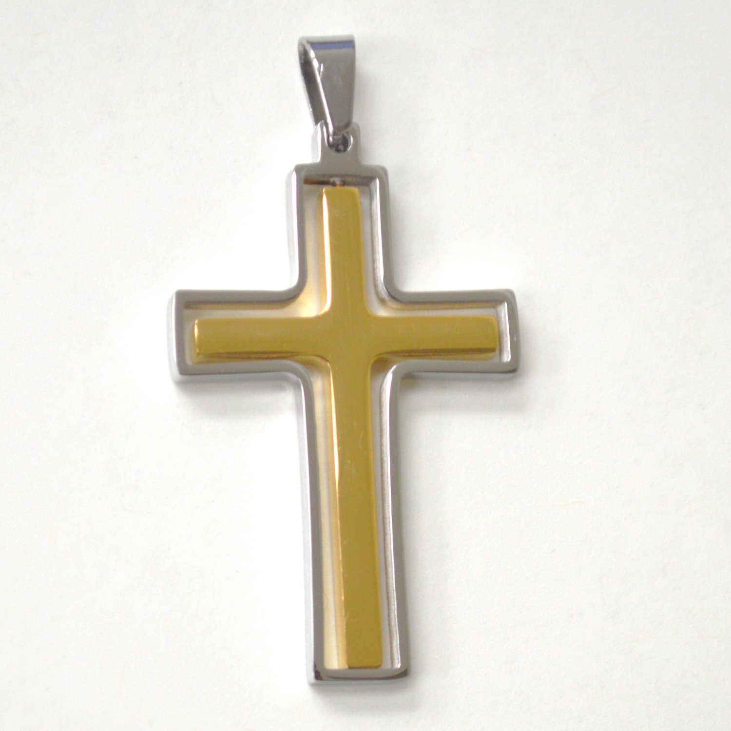 Double Cross Gold Plated Pendant 86-3020G