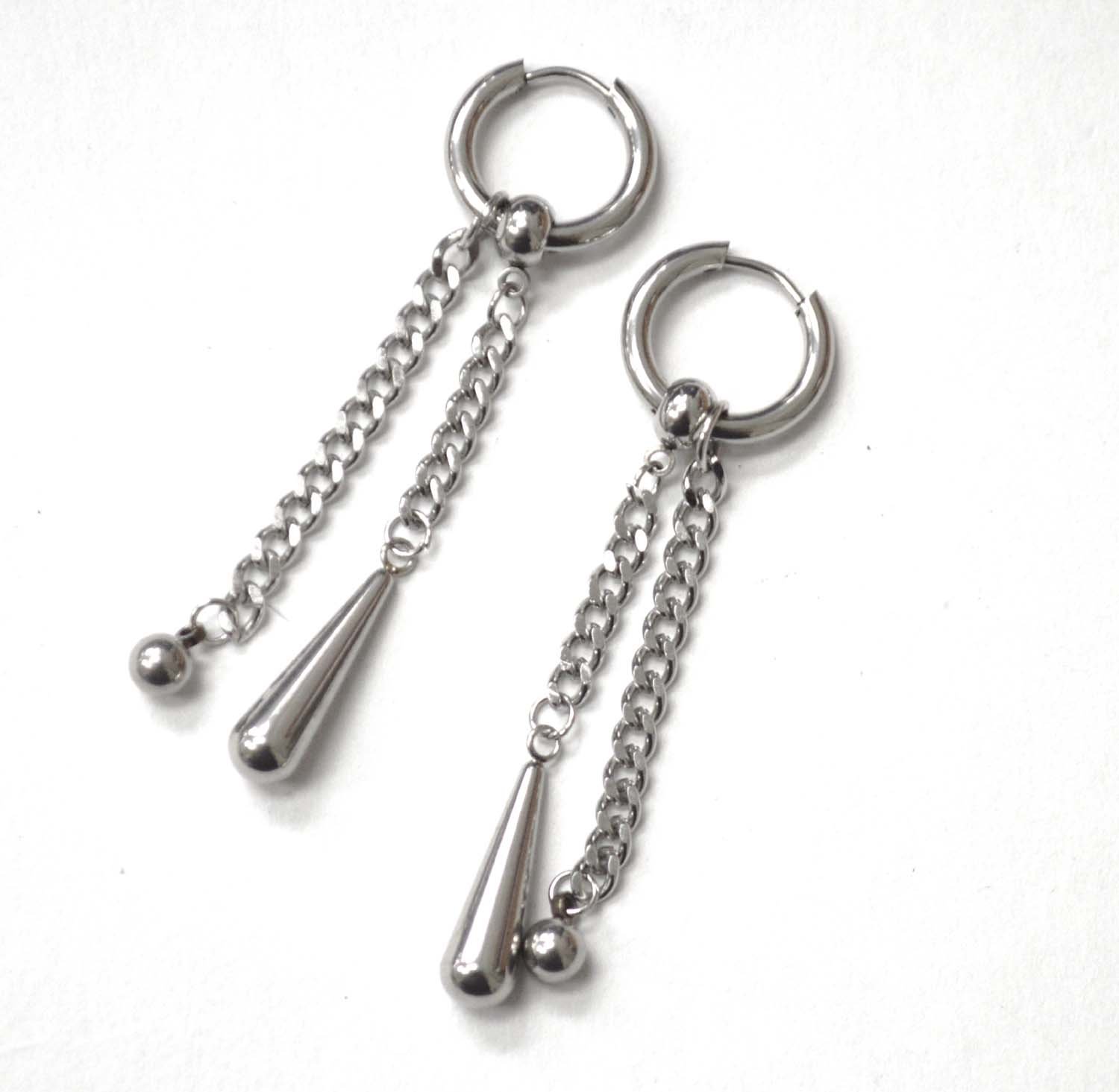 Dangling Stainless Steel Hoops Earrings 83-891S