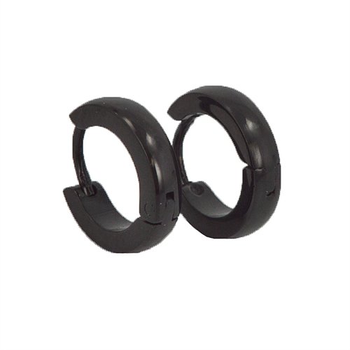 Curve Top Black Plated Huggies Earring 83-258B