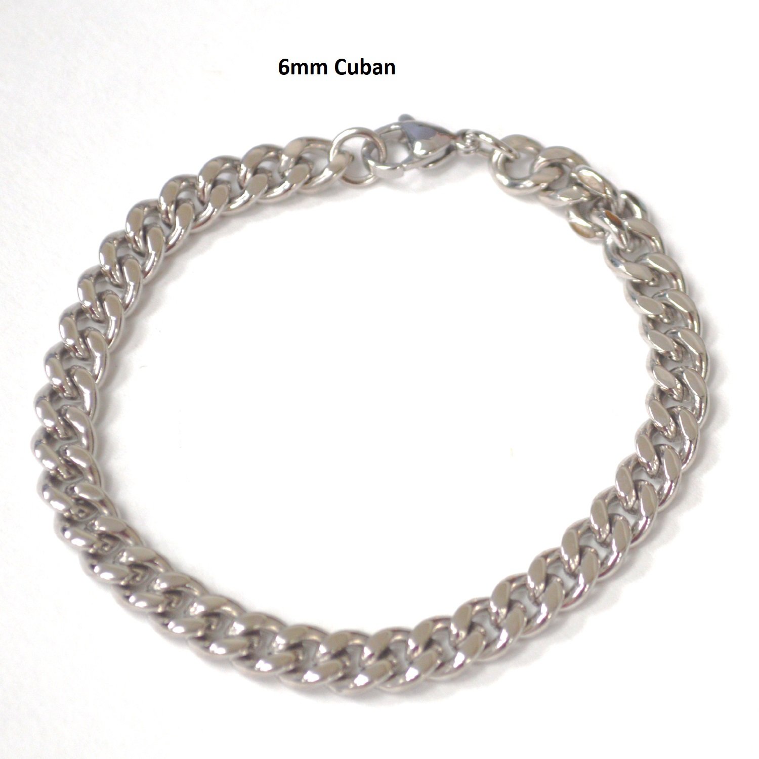 6mm CUBAN Stainless Steel Bracelet 84-239S-6 (2/pkg)