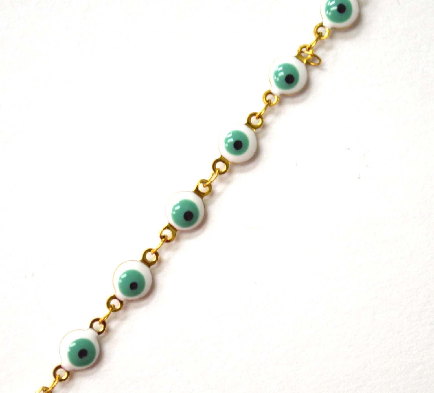 Eye Gold IP Plated Anklet 82-1815G-White