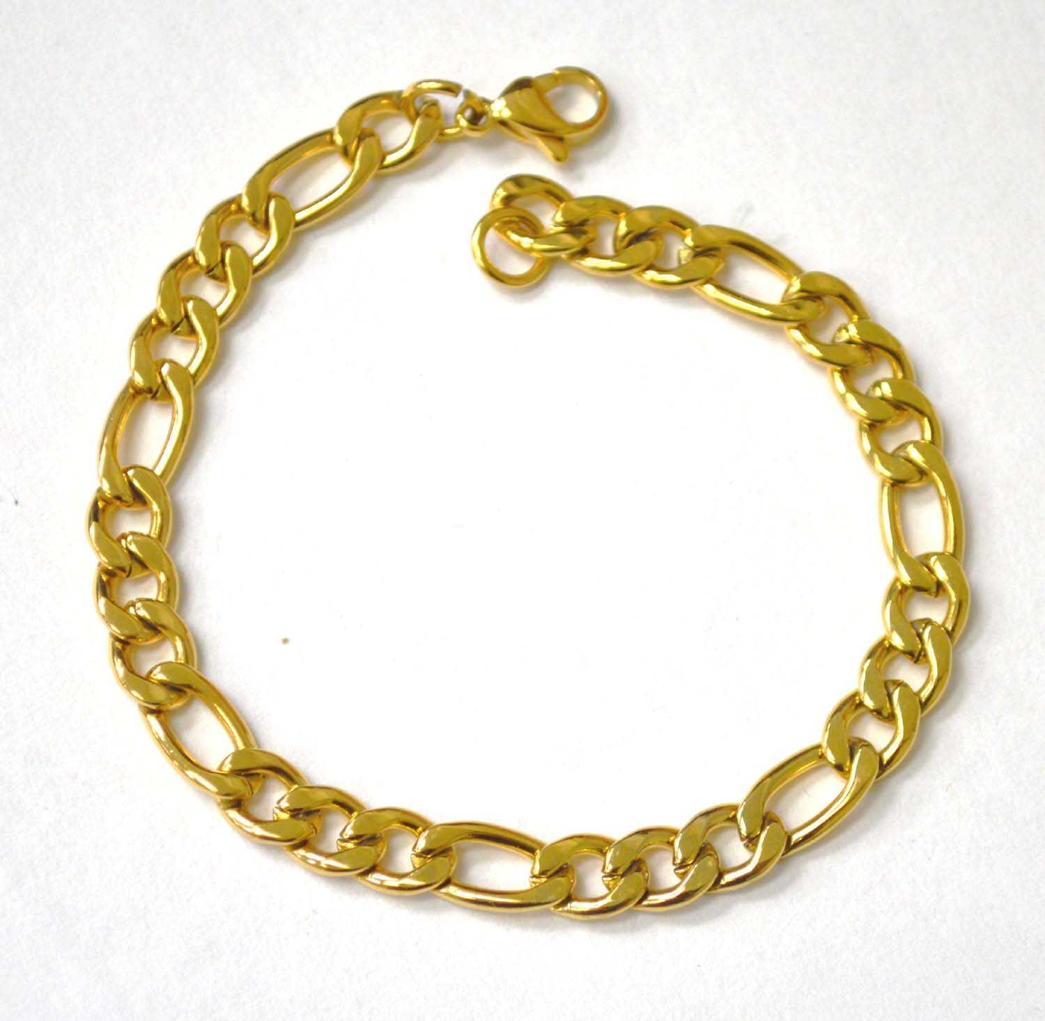 7mm Figaro Gold IP Plated Bracelet 84-110G-7 (2/pkg)