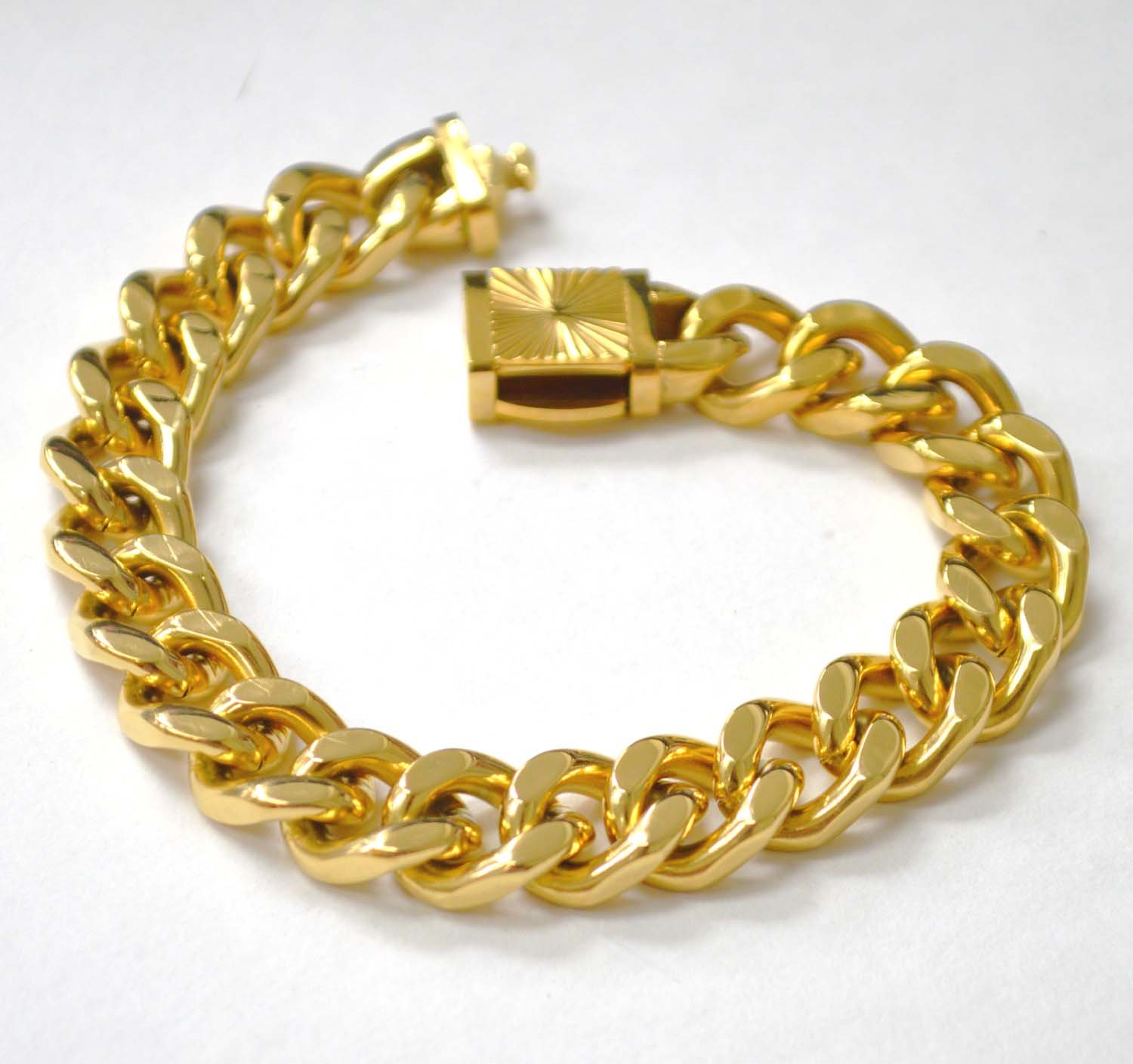 12mm Cuban Sq Gold Plated with Fancy Lock 84-1867G-12-3