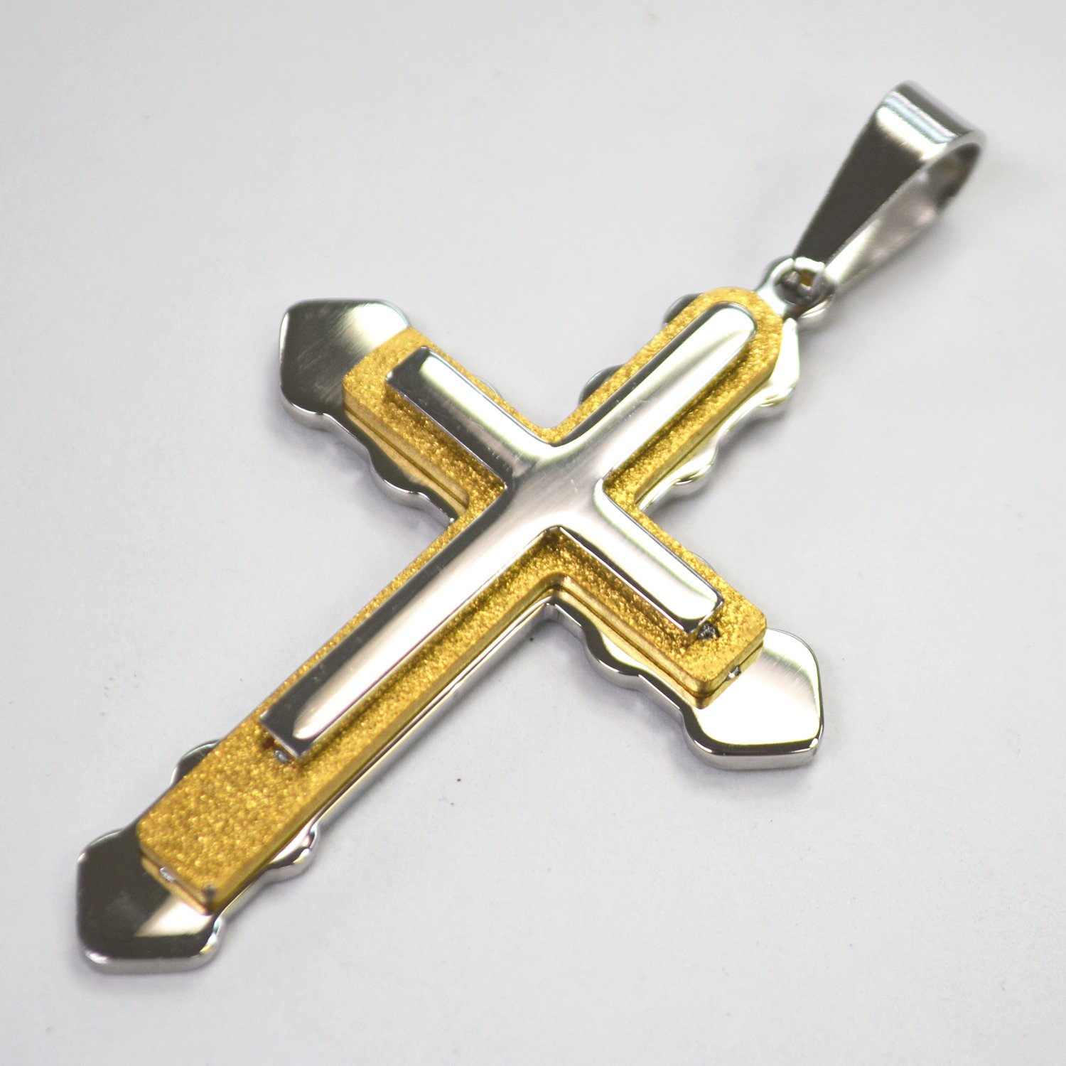 Glitter Cross Gold IP Plated Pendant 86-2273-2T