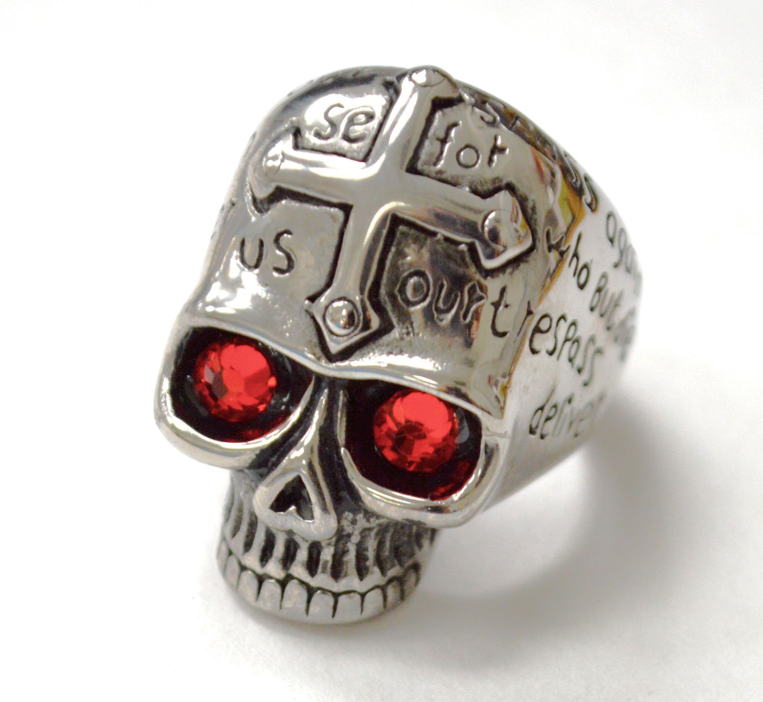 Skull with Red Eye Stainless Steel Ring 81-823S